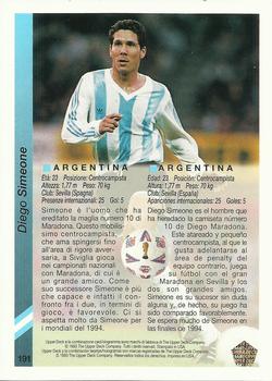 1993 Upper Deck World Cup Preview (Spanish/Italian) #191 Diego Simeone Back