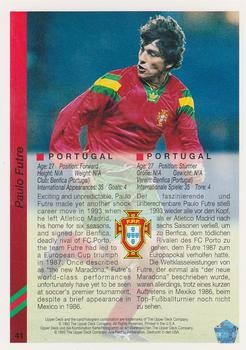 1993 Upper Deck World Cup Preview (English/German) #41 Paulo Futre Back