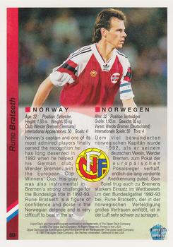 1993 Upper Deck World Cup Preview (English/German) #69 Rune Bratseth Back