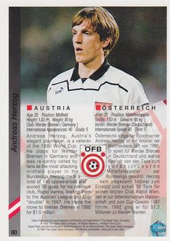 1993 Upper Deck World Cup Preview (English/German) #80 Andreas Herzog Back