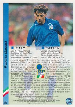 1993 Upper Deck World Cup Preview (English/German) #86 Roberto Mancini Back