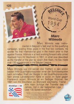 1993 Upper Deck World Cup Preview (English/German) #125 Marc Wilmots Back