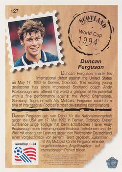 1993 Upper Deck World Cup Preview (English/German) #127 Duncan Ferguson Back