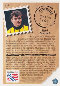 1993 Upper Deck World Cup Preview (English/German) #128 Mark Bosnich Back