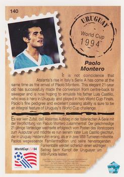 1993 Upper Deck World Cup Preview (English/German) #140 Paolo Montero Back