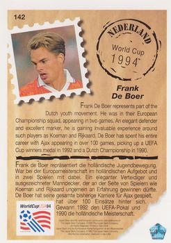1993 Upper Deck World Cup Preview (English/German) #142 Frank De Boer Back