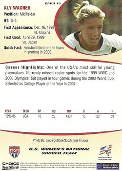 2004 Choice US Women's National Soccer Team #15 Aly Wagner Back