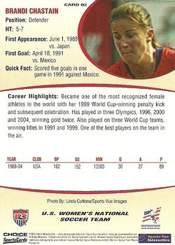 2004 Choice US Women's National Soccer Team #2 Brandi Chastain Back