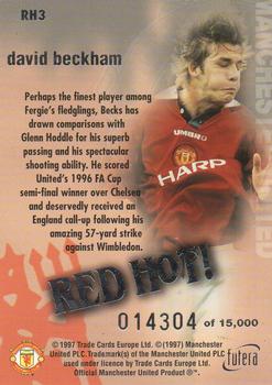 1997 Futera Manchester United - Red Hot Silver #RH3 David Beckham Back