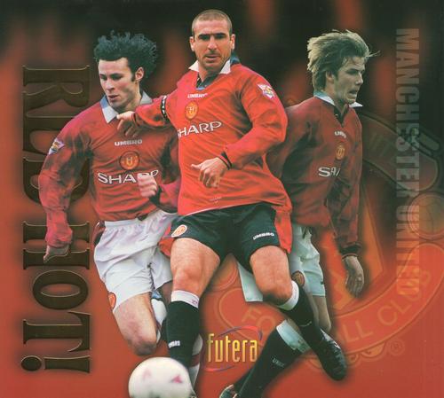 1997 Futera Manchester United - Extra Large Player Montage Gold #NNO Giggs / Cantona / Beckham Front