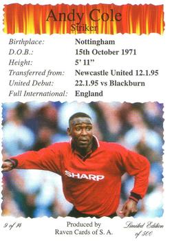 2000-01 Raven Cards Manchester United Red Devils #9 Andy Cole Back