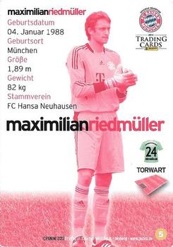2012 Panini FC Bayern Munchen #5 Maximilian Riedmuller Back