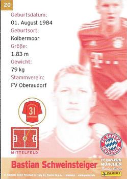 2012 Panini FC Bayern Munchen #20 Bastian Schweinsteiger Back