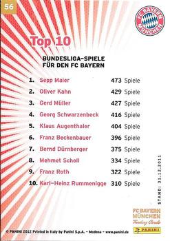 2012 Panini FC Bayern Munchen #56 Manuel Neuer Back