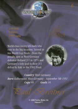 1998 Futera World Cup Greats Platinum #6 Paul Breitner Back