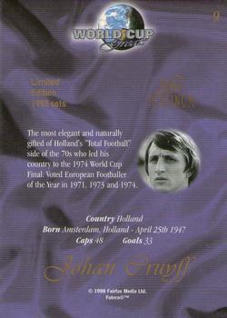 1998 Futera World Cup Greats Platinum #9 Johan Cruyff Back