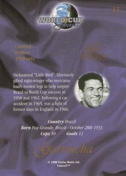 1998 Futera World Cup Greats Platinum #13 Garrincha Back