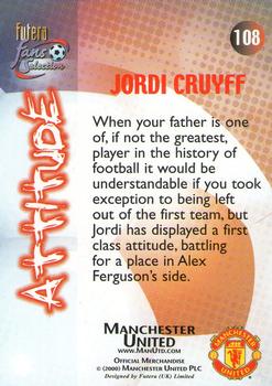2000 Futera Fans Selection Manchester United #108 Jordi Cruyff Back