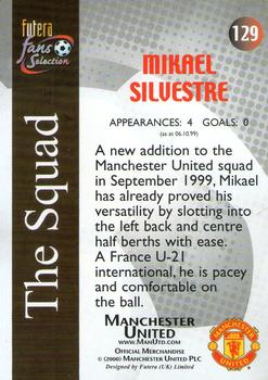 2000 Futera Fans Selection Manchester United #129 Mikael Silvestre Back