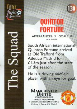 2000 Futera Fans Selection Manchester United #130 Quinton Fortune Back