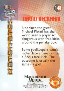 2000 Futera Fans Selection Manchester United #148 David Beckham Back