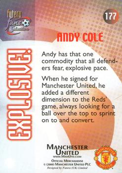 2000 Futera Fans Selection Manchester United #177 Andy Cole Back