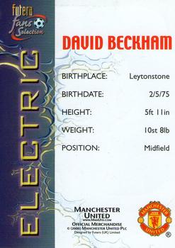 2000 Futera Fans Selection Manchester United - Electric #NNO David Beckham Back