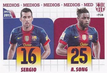 2012-13 Panini FC Barcelona Stickers #20 Sergio / A. Song Front