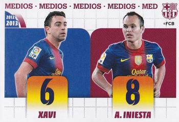2012-13 Panini FC Barcelona Stickers #21 Xavi / A. Iniesta Front
