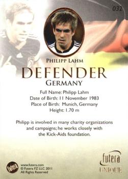 2011 Futera UNIQUE World Football #032 Philipp Lahm Back