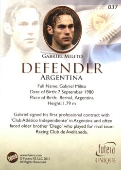 2011 Futera UNIQUE World Football #037 Gabriel Milito Back
