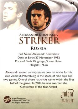 2011 Futera UNIQUE World Football #144 Aleksandr Kerzhakov Back