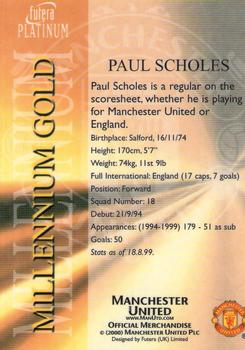 2000 Futera Platinum Millennium Gold Manchester United #NNO Paul Scholes Back
