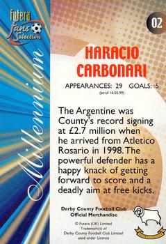 2000 Futera Fans Selection Derby County #2 Haracio Carbonari Back