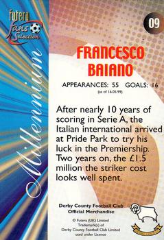 2000 Futera Fans Selection Derby County #9 Francesco Baiano Back