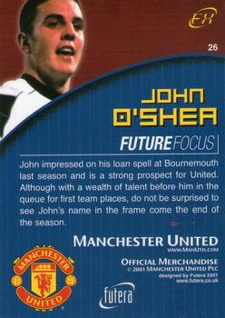 2001 Futera Manchester United FX #26 John O'Shea Back