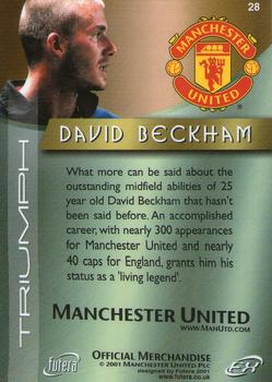 2001 Futera Manchester United FX #28 David Beckham Back