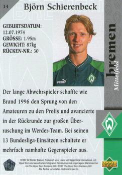 1997 Upper Deck Werder Bremen Box Set #14 Björn Schierenbeck Back