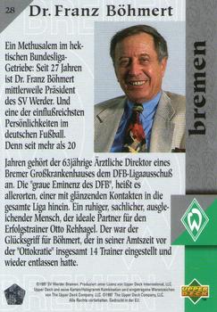 1997 Upper Deck Werder Bremen Box Set #28 Dr Franz Böhmert Back
