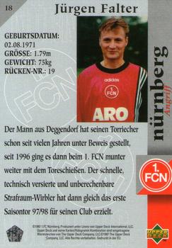 1997 Upper Deck 1 FC Nurnberg Box Set #18 Jurgen Falter Back