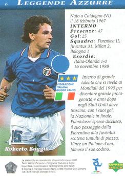 1998 Upper Deck Leggenda Azzurra Box Set #6 Roberto Baggio Back