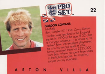 1990-91 Pro Set #22 Gordon Cowans Back