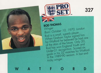 1990-91 Pro Set #327 Rod Thomas Back