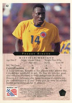 1994 Upper Deck World Cup Contenders English/Italian #42 Freddy Rincon Back
