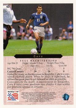 1994 Upper Deck World Cup Contenders English/Italian #62 Cafu Back