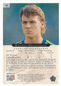 1994 Upper Deck World Cup Contenders English/Italian #80 Magnus Erlingmark Back