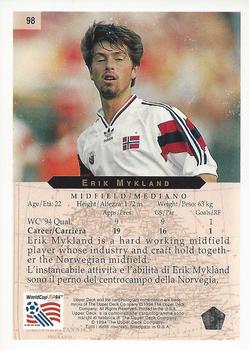 1994 Upper Deck World Cup Contenders English/Italian #98 Erik Mykland Back