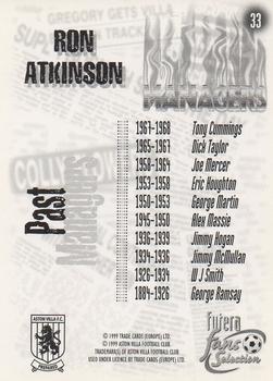 1999 Futera Aston Villa Fans Selection #33 Ron Atkinson Back