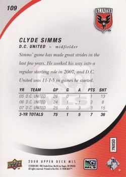2008 Upper Deck MLS #109 Clyde Simms Back