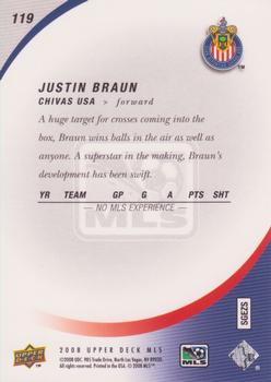 2008 Upper Deck MLS #119 Justin Braun Back